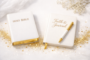bible, journal, pen